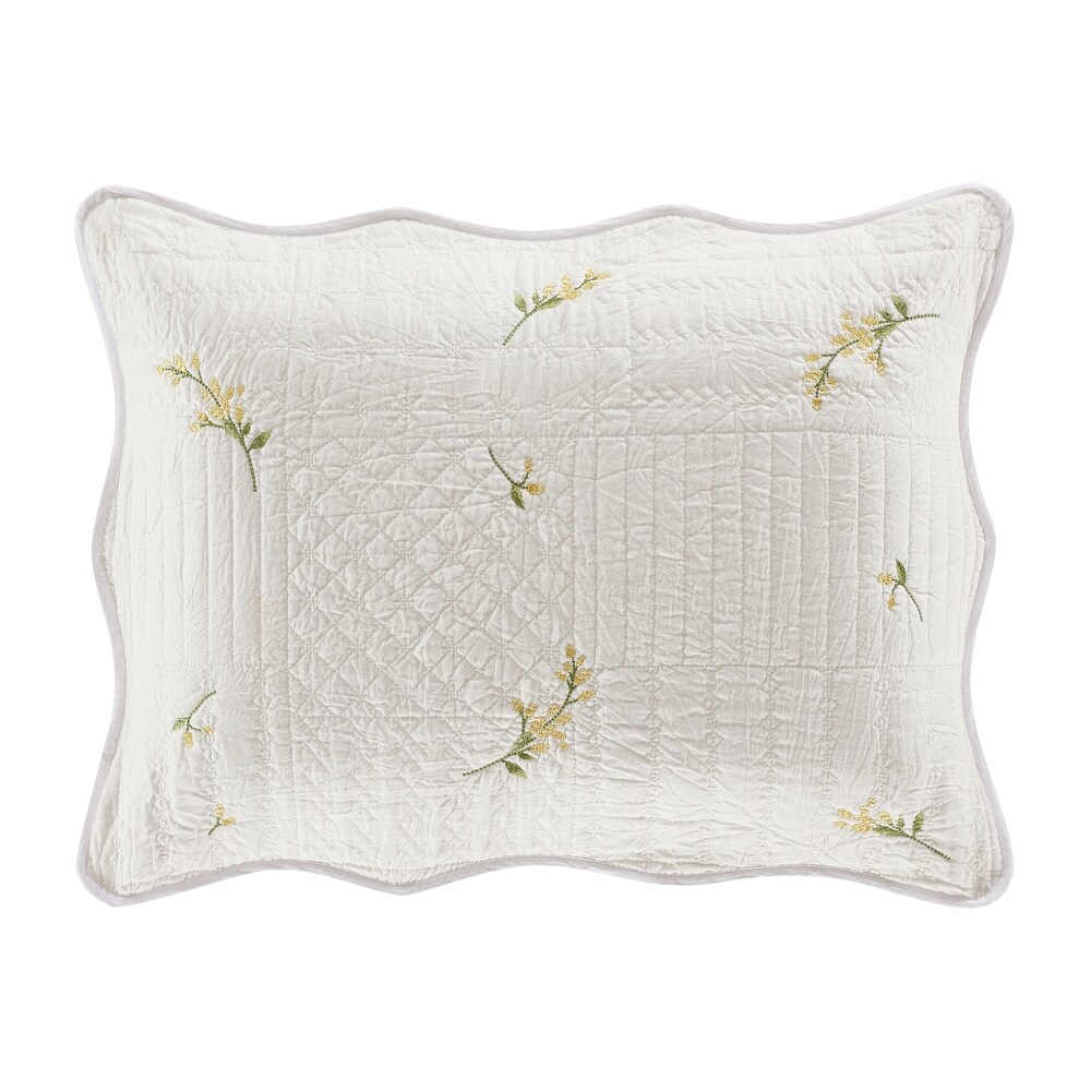 The Pillow Collection Delyth Floral Bedding Sham Vanilla Queen/20 x 30 